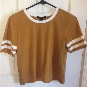 NWT Forever 21 mustard yellow varsity stripe tee